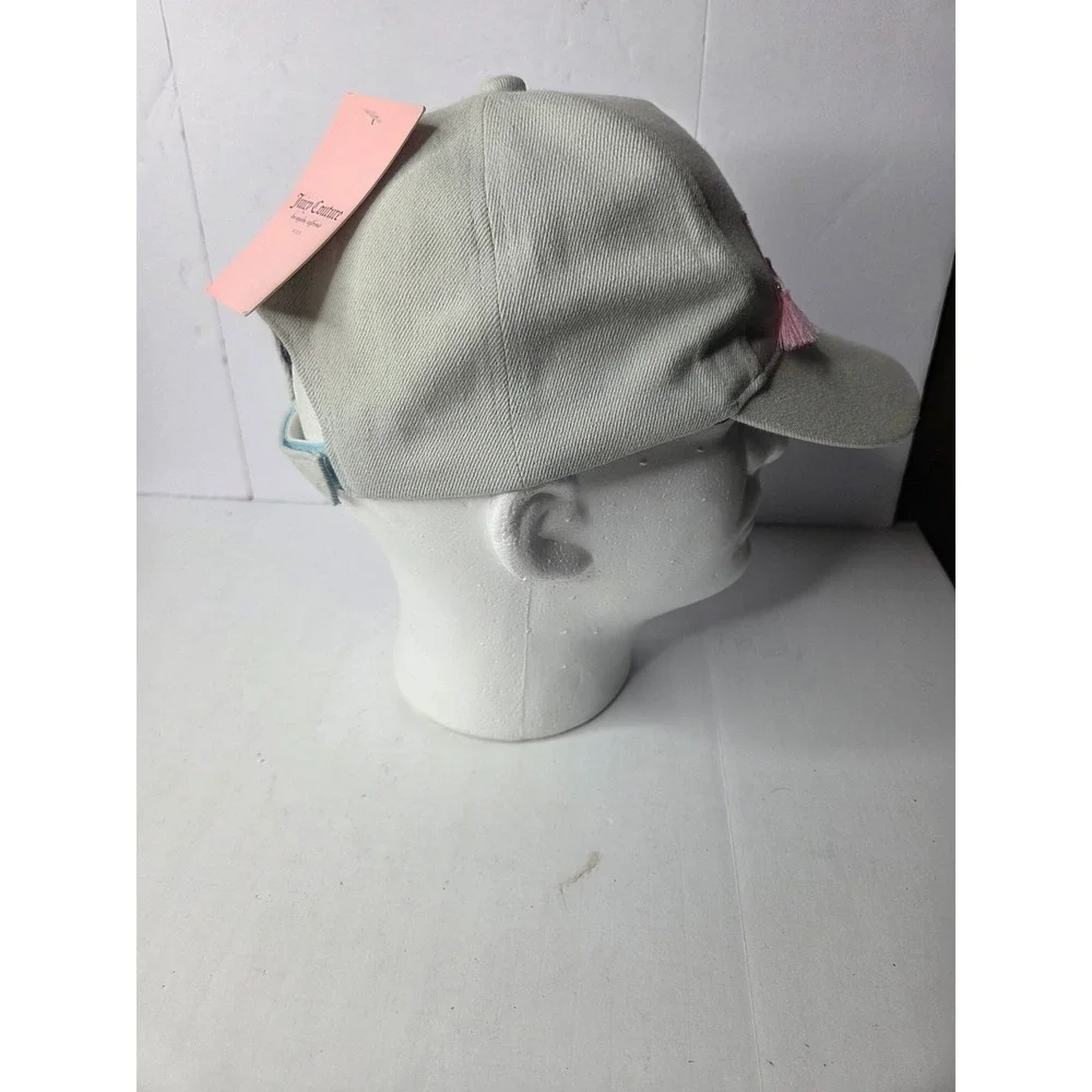 Juicy Couture Kids Grey Twill Baseball Cap Sequin Tassel‎ Logo Hat NWT